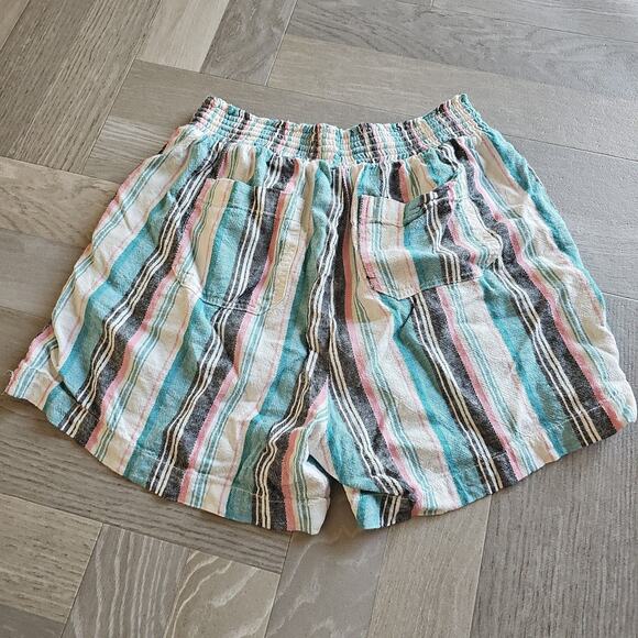 Briggs Linen Blend Multi Stripe Pull On High Rise Womens Shorts W Pockets large - Picture 4 of 5